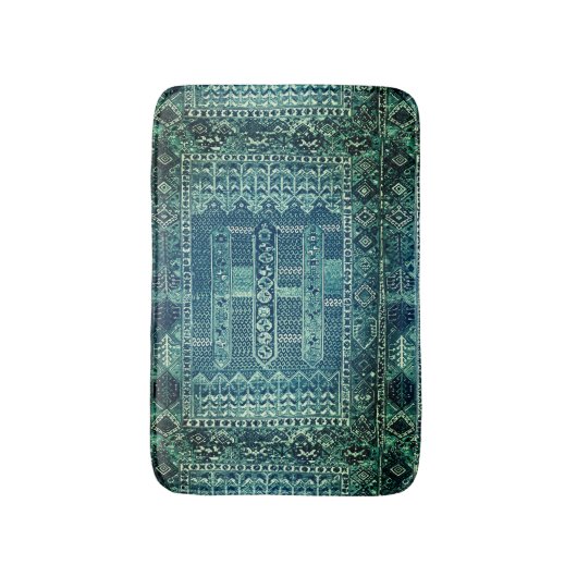 Orientaal tapeontwerp in blauwdruk badmat (Voorkant Verticaal)