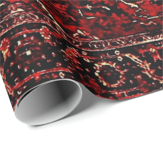 Orientaal tapeontwerp in donkerrood cadeaupapier (Rol Hoek)