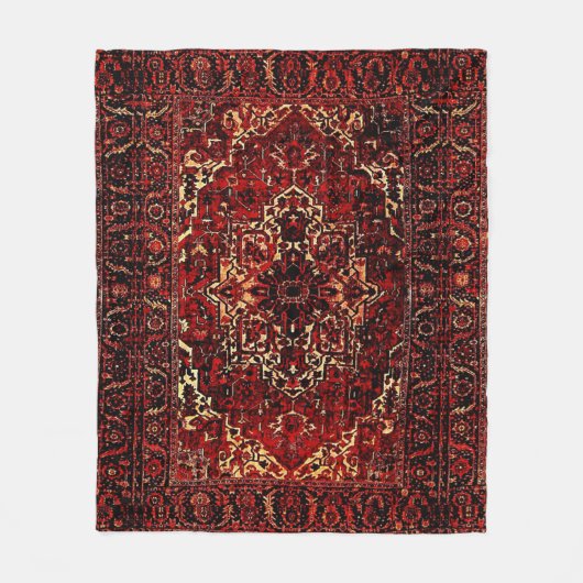 Orientaal tapeontwerp in donkerrood fleece deken (Voorkant)