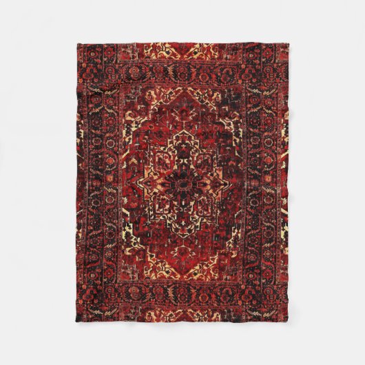 Orientaal tapeontwerp in donkerrood fleece deken (Voorkant)