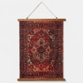 Orientaal tapeontwerp in donkerrood hangend wandkleed (Voorkant)