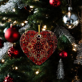 Orientaal tapeontwerp in donkerrood keramisch ornament