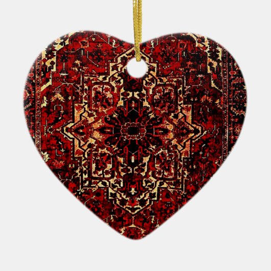 Orientaal tapeontwerp in donkerrood keramisch ornament (Voorkant)