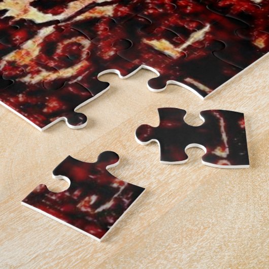 Orientaal tapeontwerp in donkerrood legpuzzel (Zijkant)