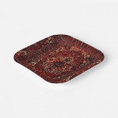 Orientaal tapeontwerp in donkerrood papieren bordje (Gebogen)