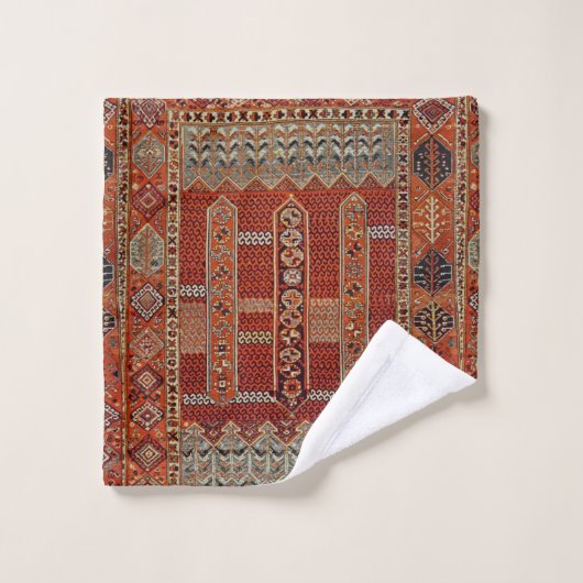 Orientaal tapeontwerp in het oranje bad handdoek (Wasdoekje)