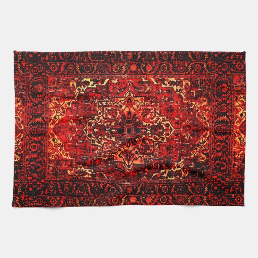 Orientaal tapeontwerp in levendige kleuren theedoek (Horizontaal)