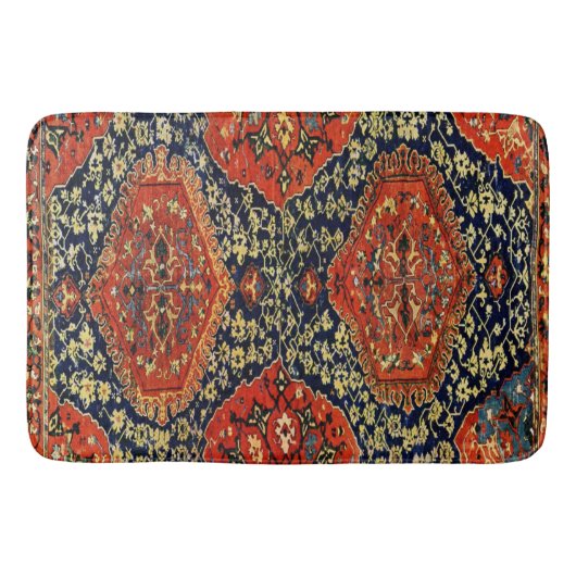 Orientaal tapijt blauw en oranje badmat (Voorkant)