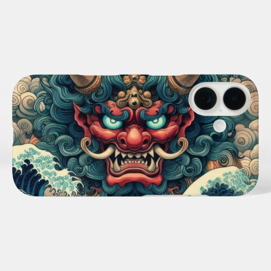 Oriëntaalse abstracte Oni demon geconfronteerd met Case-Mate iPhone Case (Achterkant (horizontaal))