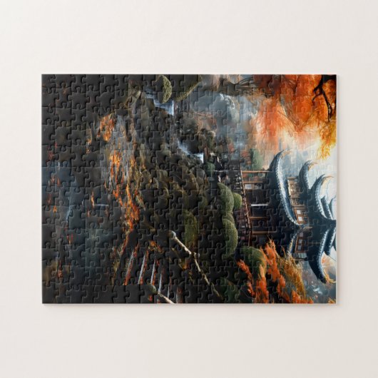 Oriëntaalse tempelpuzzel legpuzzel (Horizontaal)