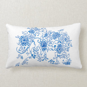 Oriental Accent Blue en White Porcelain Floral Kussen