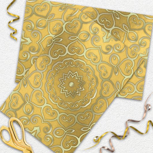  Oriental Arabesque Faux Gold Foil Tissuepapier