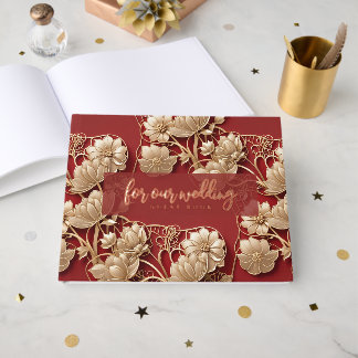 Oriental Art Deco Florals | Custom Foil Wedding Gastenboek