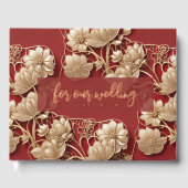 Oriental Art Deco Florals | Custom Foil Wedding Gastenboek (Voorkant)