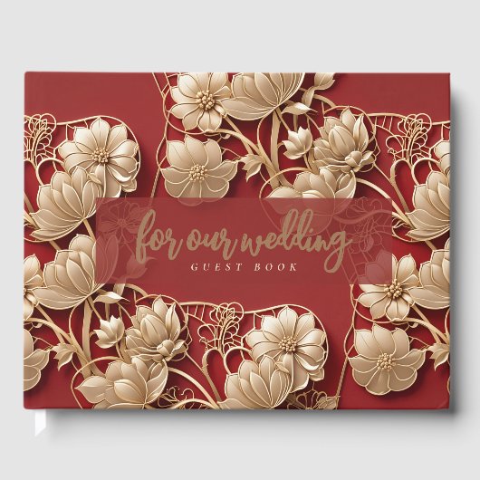 Oriental Art Deco Florals | Custom Wedding Gastenboek (Voorkant)