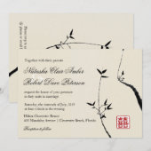 Oriental Bamboo Love/Modern Chinese Asian Wedding Kaart (Voorkant / Achterkant)