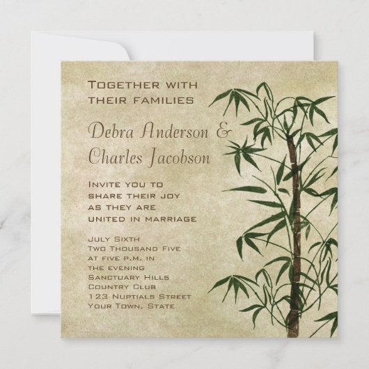 Oriental Bamboo Wedding Invitation Kaart (Voorkant)