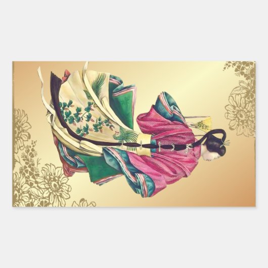 Oriental Beauty Rechthoekige Sticker (Voorkant)