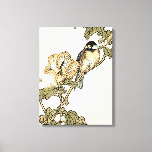 Oriental Bird Perch op Branch Canvas Afdruk