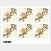 Oriental Bird Perch op Branch Vierkante Sticker (Vel)