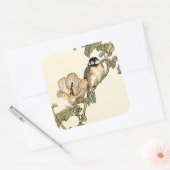 Oriental Bird Perch op Branch Vierkante Sticker (Envelop)