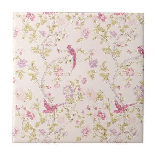 Oriental Birds and Branches Design Ceramic Tile Tegeltje (Voorkant)