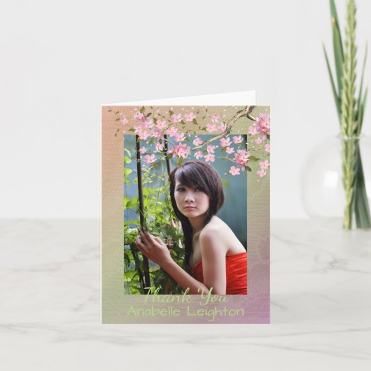 Oriental Blossom Foto Afstuderen Hartelijk dank Bedankkaart (Voorkant)