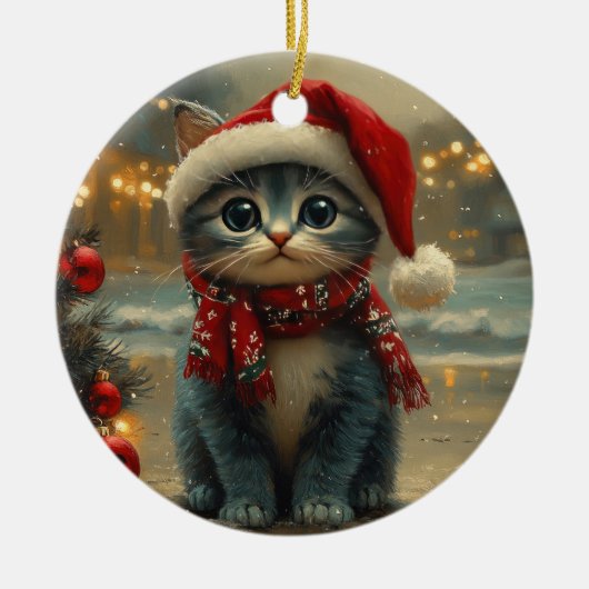 Oriental Blue Cat Christmas  Beach Keramisch Ornament (Voorkant)