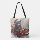 Oriental Blue Cat in Sledge Laat het Sneeuw Kerstm Draagtas (Achterkant)