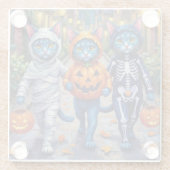 Oriental Blue Cats Trick-or-Treating Halloween Glazen Onderzetter (Achterkant)