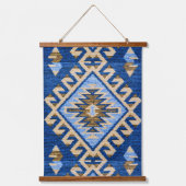 Oriental Blue Kilim Rug Wall Hangend Wandkleed (Voorkant)