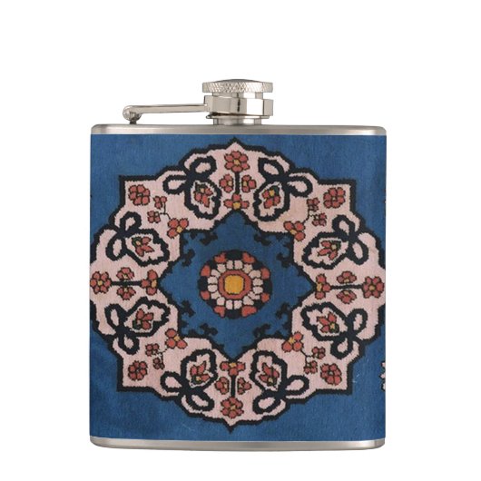 Oriental Blue Persian Turks Pattern, tapijt Heupfles (Voorkant)