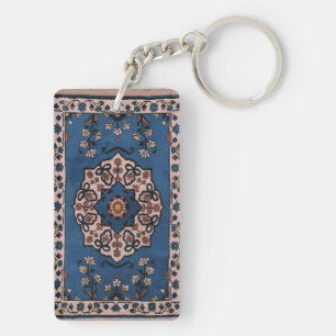 Oriental Blue Persian Turks Pattern, tapijt Sleutelhanger