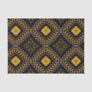 Oriental Bohemian Moroccan Black and Gold Pattern Tissuepapier