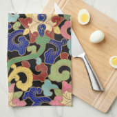 ‌Oriental Bold Color Vine Design Theedoek (Quarter Fold)