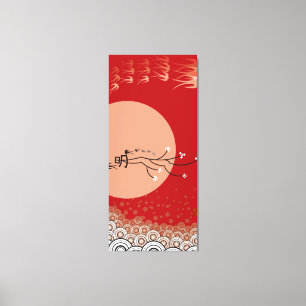 Oriental Bright Moon Swallows Zen Modern Art Canvas Afdruk