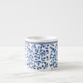 Oriental China Sky Blue Leaf White Design Espresso Kop (Voorkant)