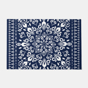 Oriental Damask Blue en White Deurmat