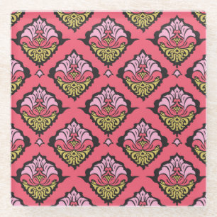 Oriental Damask Floral naadloos behang Glazen Onderzetter