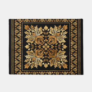 Oriental Damask Ornament - Black and gold Deurmat