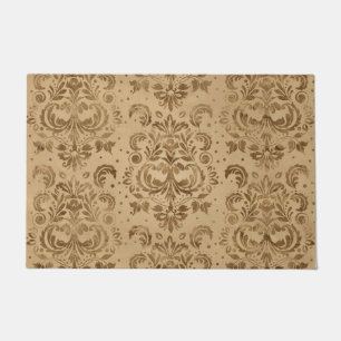 Oriental Damask Pattern Pastel Gold Deurmat