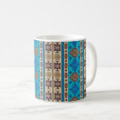 Oriental Design Blauw en Bruin Koffiemok (Voorkant rechts)