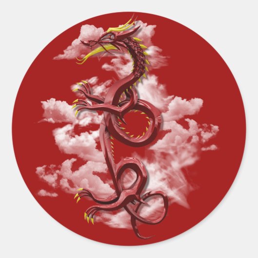 Oriental draak ronde sticker (Voorkant)