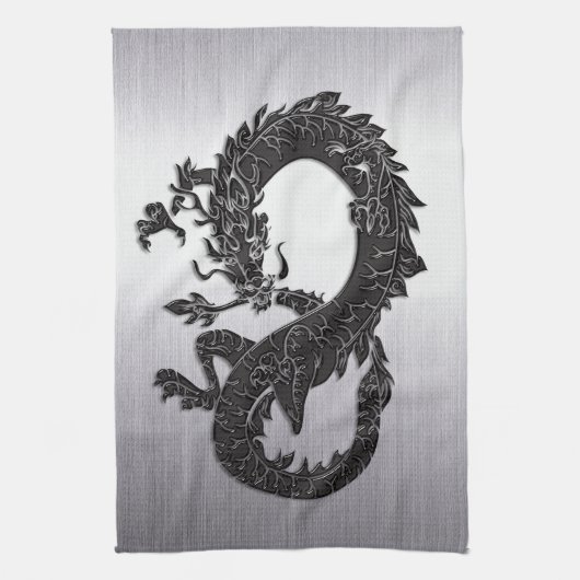 Oriental Dragon Black Theedoek (Verticaal)