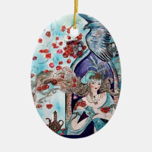 ORIENTAL FAIRY TALE Blue Sapphire Keramisch Ornament (Voorkant)