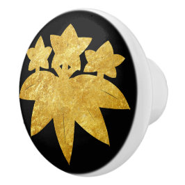 Oriental Faux Gold Kamakura Minamoto Japan Mon Art Keramische Knop