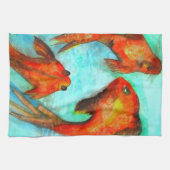 Oriental Fish waterverf art. Zen Theedoek (Horizontaal)