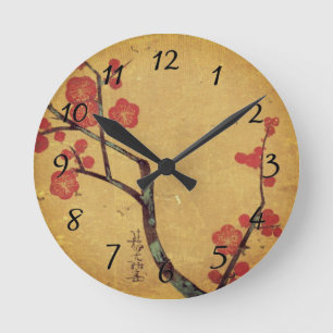 Oriental floral japanese cherry blossom ronde klok