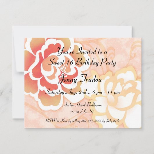 Oriental Floral Multipurpose Birthday Invitation Kaart (Voorkant)