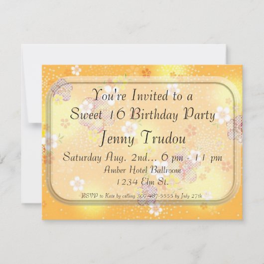 Oriental Floral Multipurpose Birthday Invitation Kaart (Voorkant)